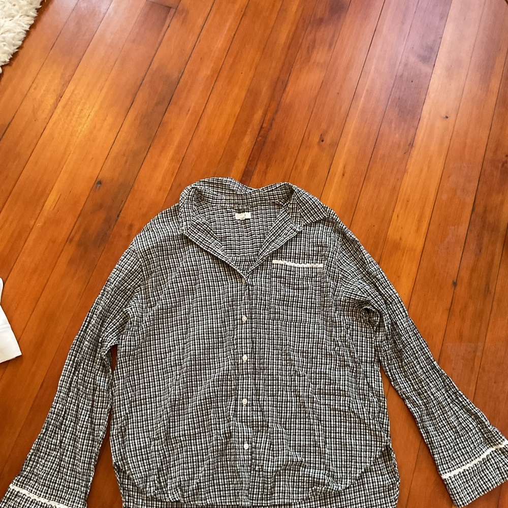 Aerie Black and White Checkered Fabric